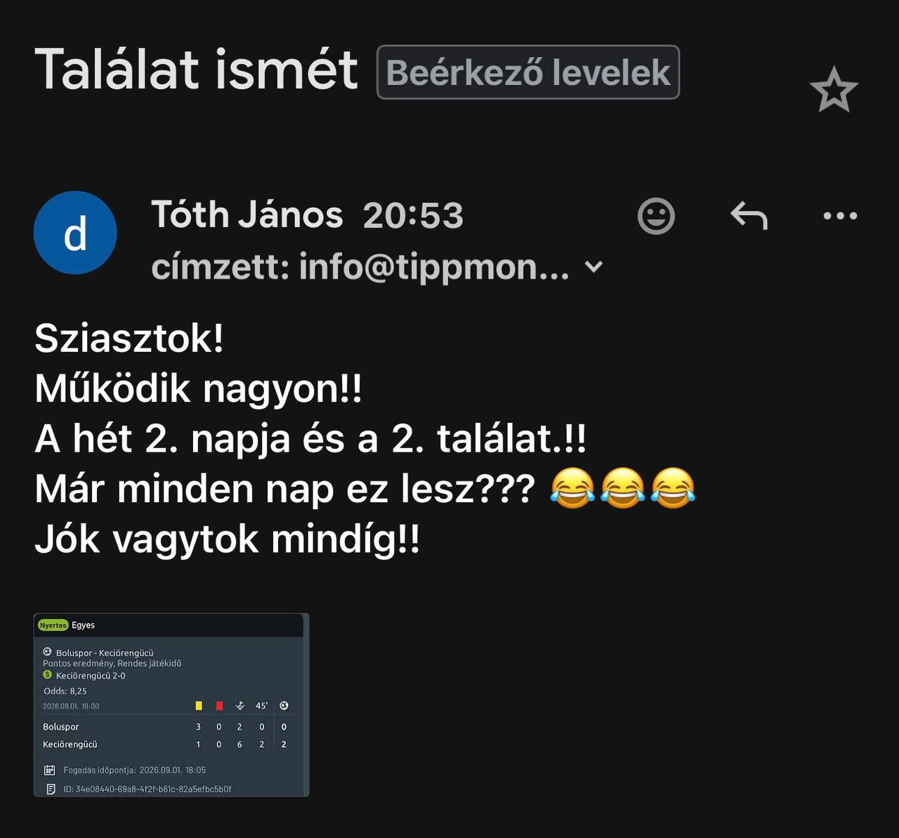 Tipp Visszajelzés