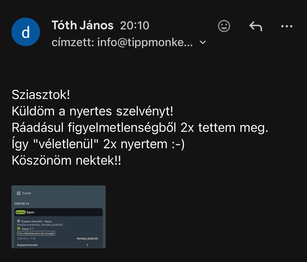Tipp Visszajelzés
