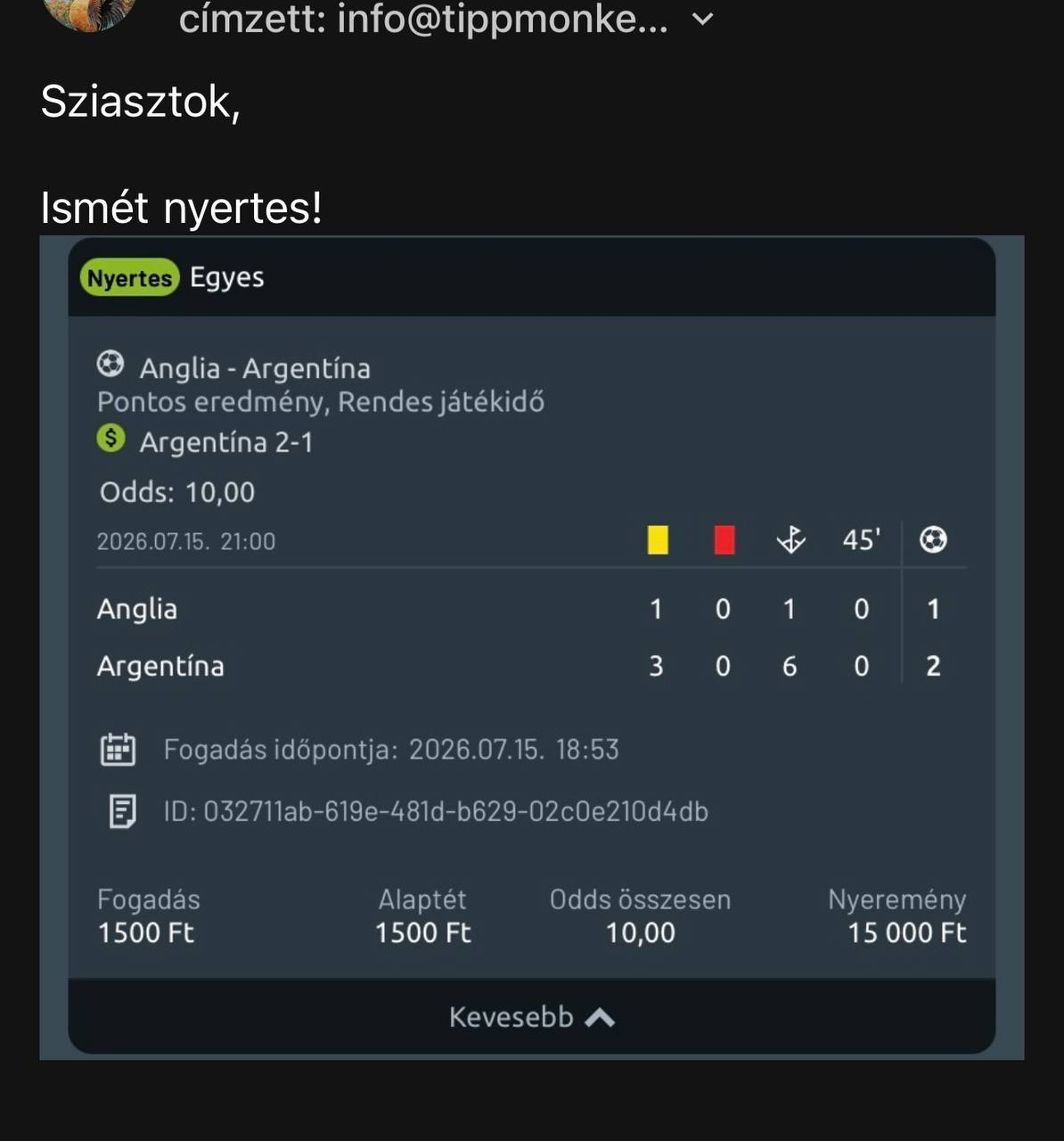 Tipp Visszajelzés