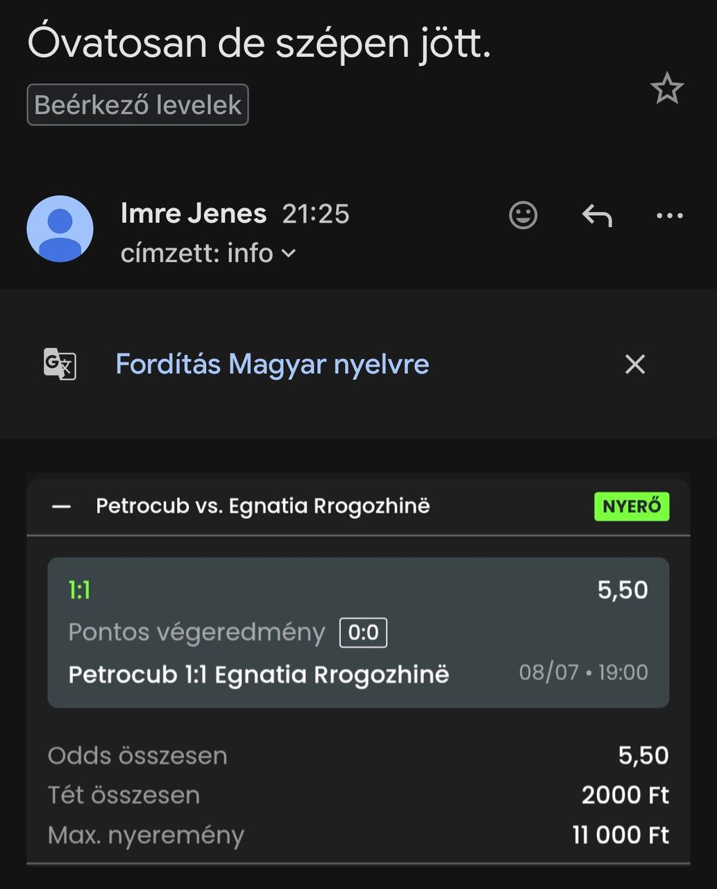 Tipp Visszajelzés