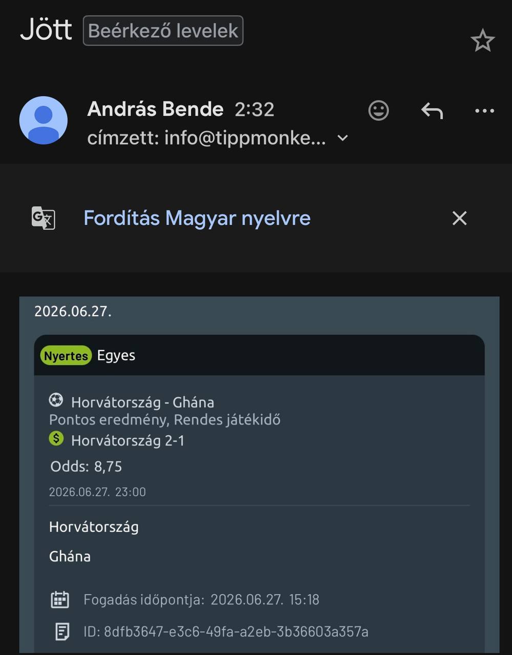 Tipp Visszajelzés
