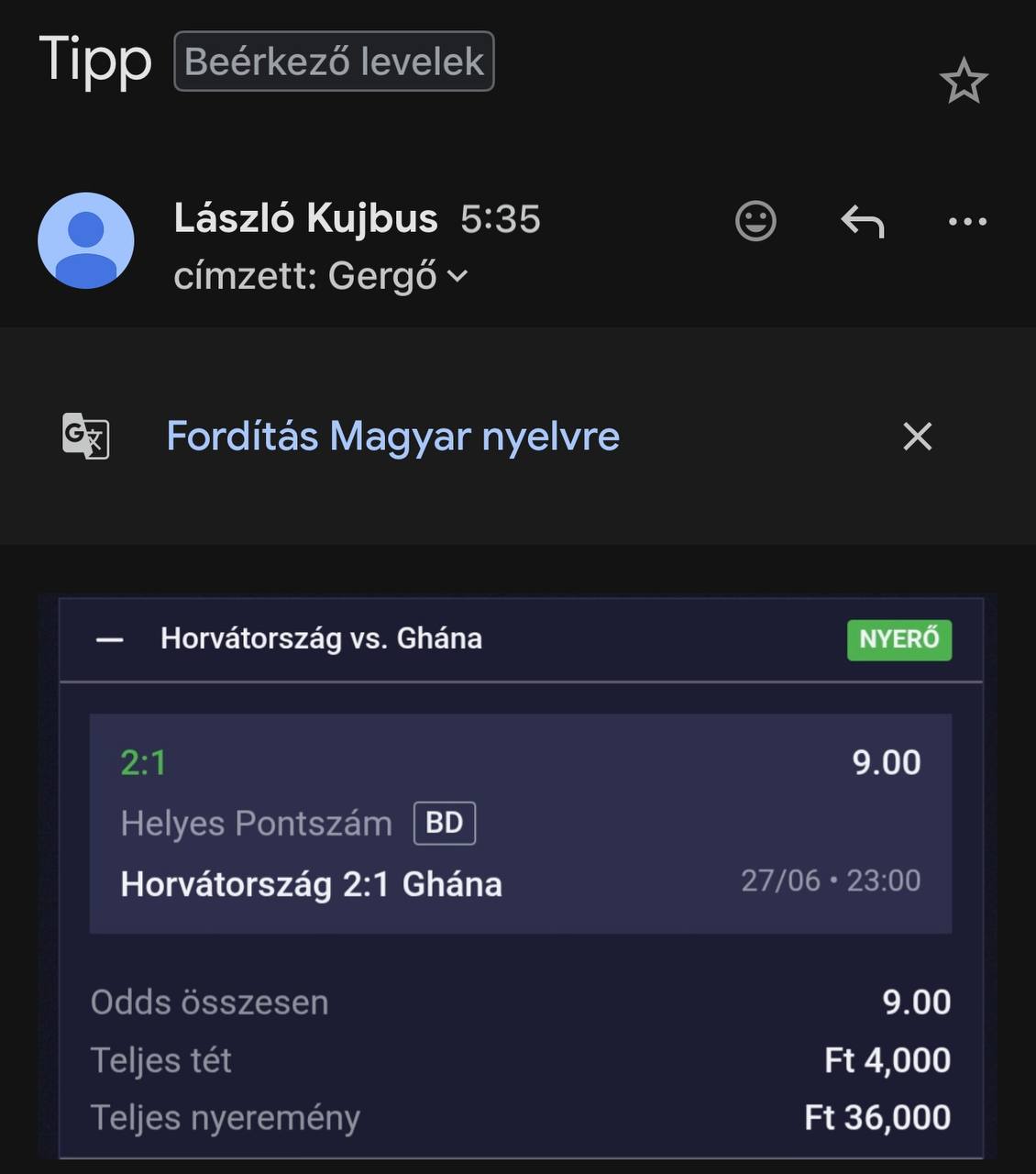 Tipp Visszajelzés