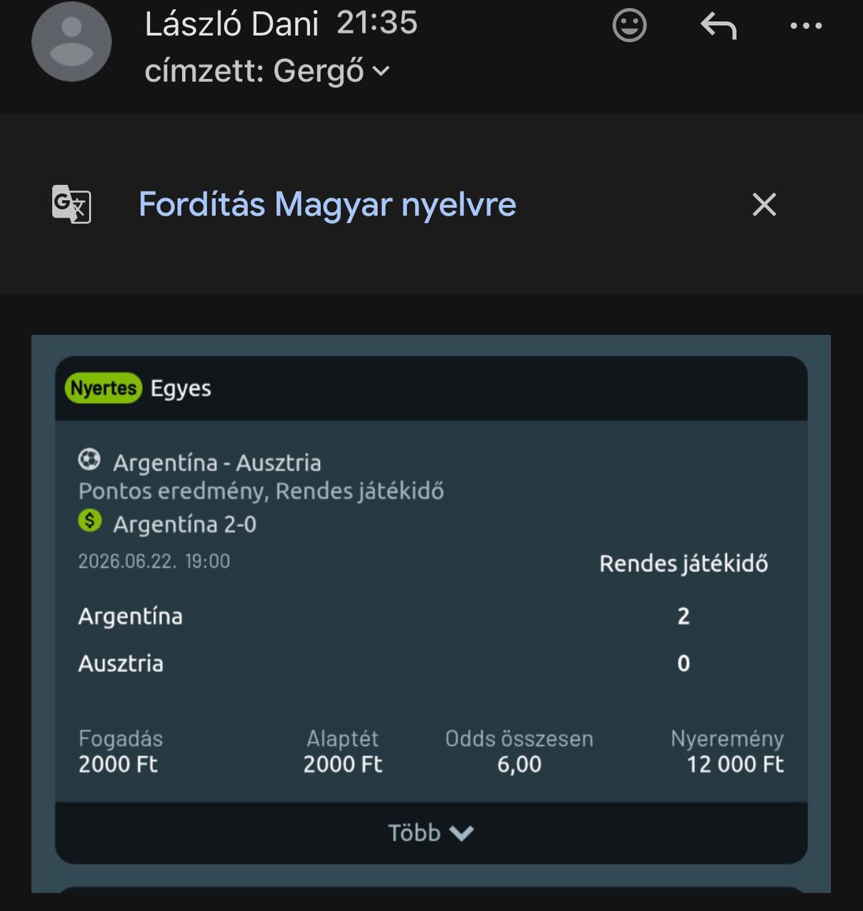 Tipp Visszajelzés