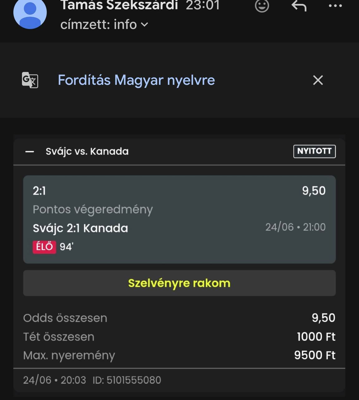 Tipp Visszajelzés