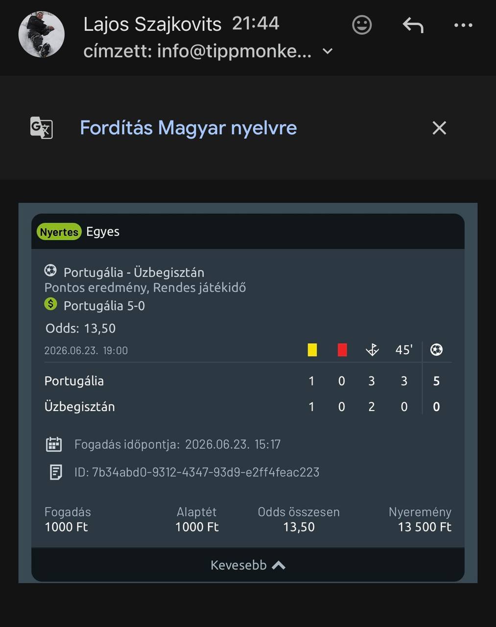 Tipp Visszajelzés