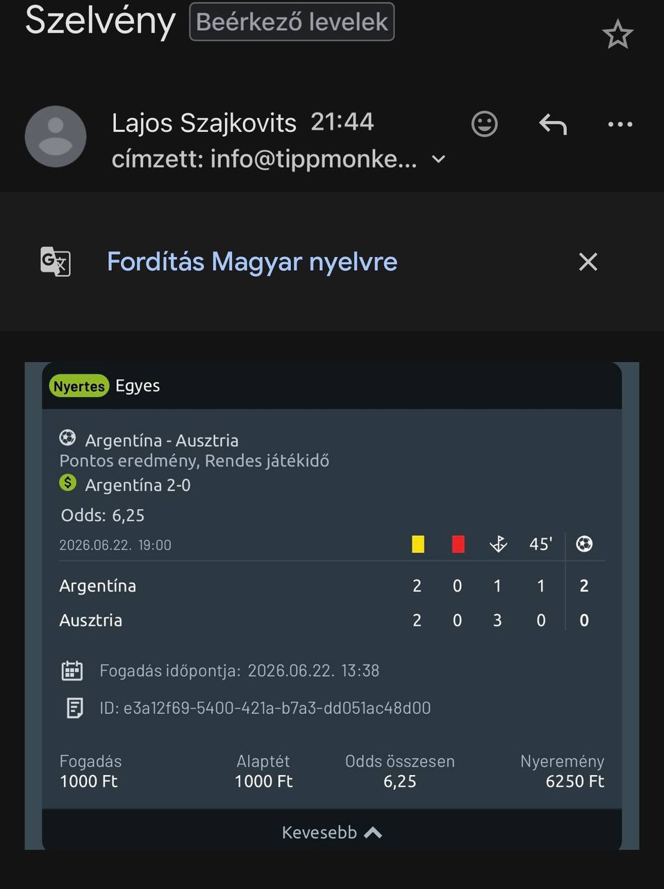 Tipp Visszajelzés