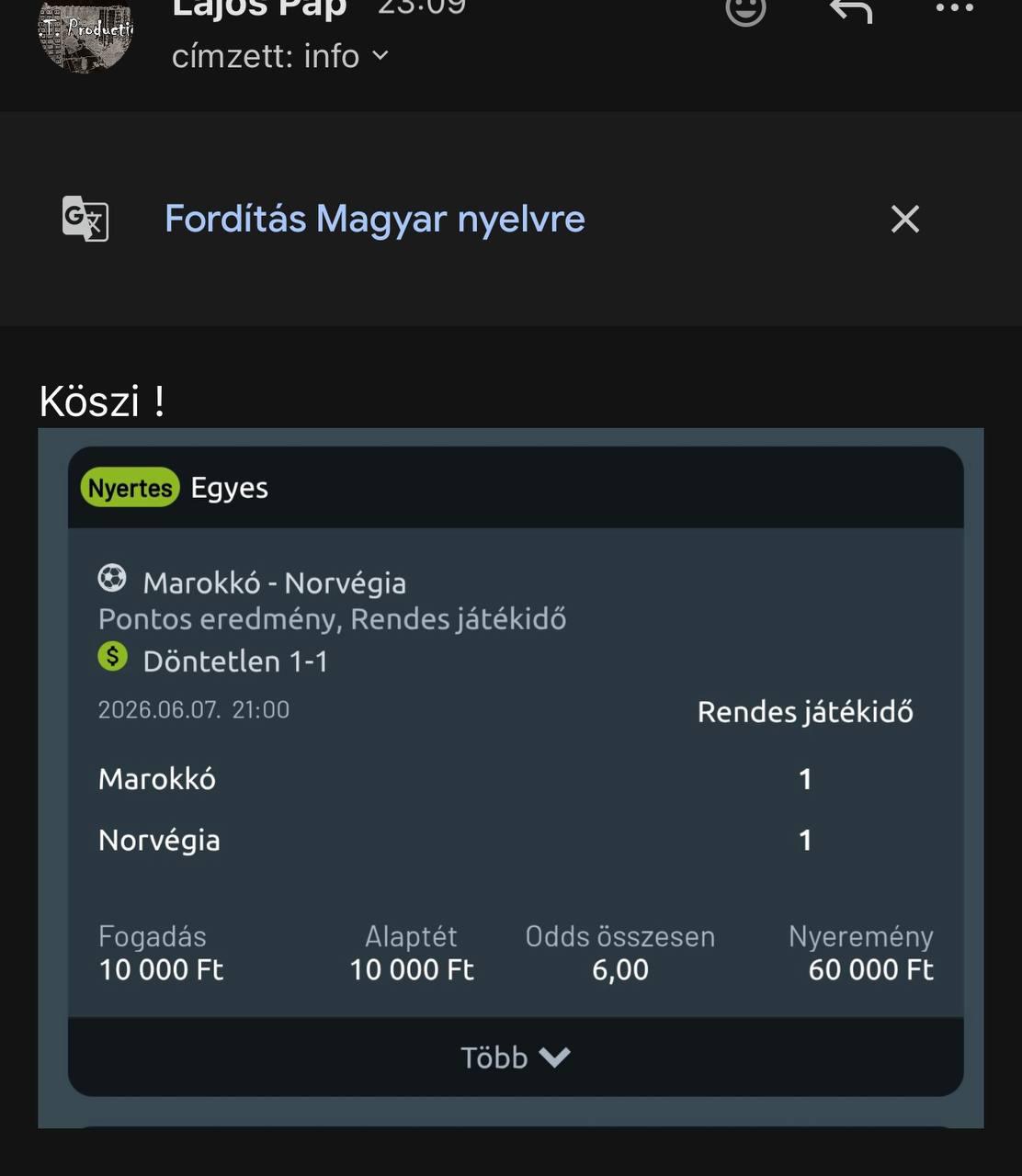 Tipp Visszajelzés