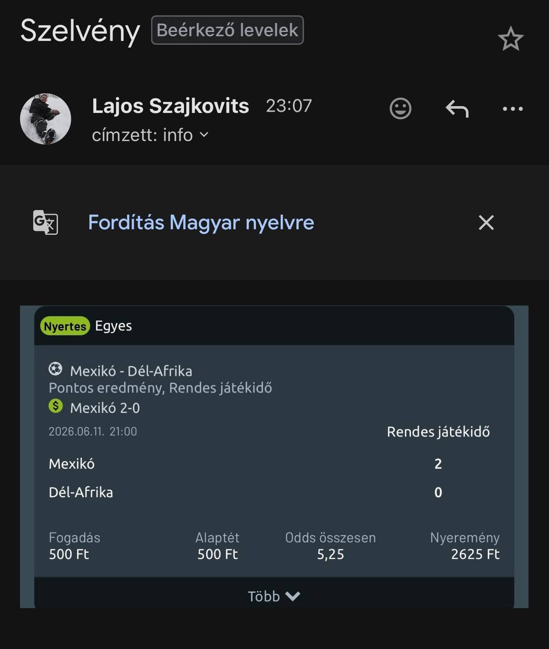 Tipp Visszajelzés